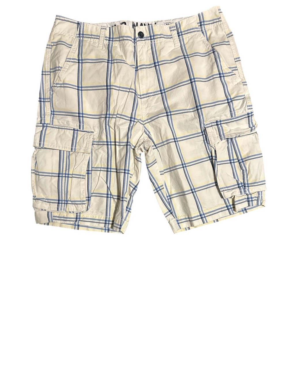 Men's Old Navy Plaid Cargo Shorts - Blue on Cream size 38